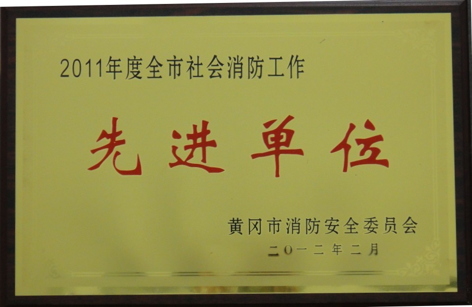 2011年度全市社會消防工作先進單位(黃岡亞東) 2011年度全市社會消防工作先進單位(黃岡亞東)