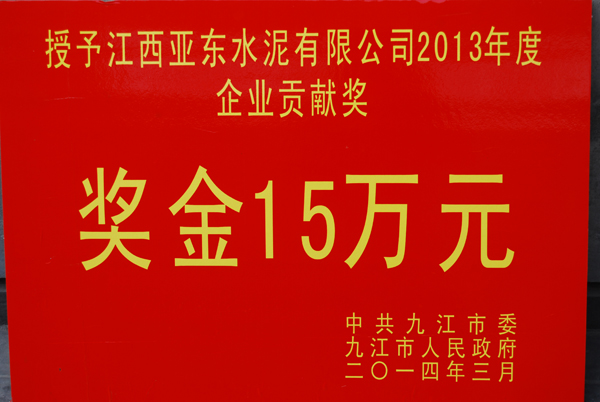 九江市『企業貢獻獎』(江西亞東) 九江市『企業貢獻獎』(江西亞東)
